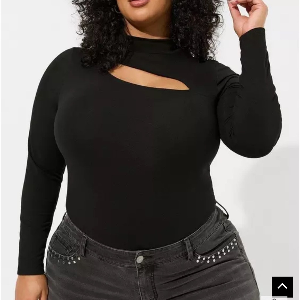 Torrid Foxy Mock Neck Cutout Long Sleeve Top